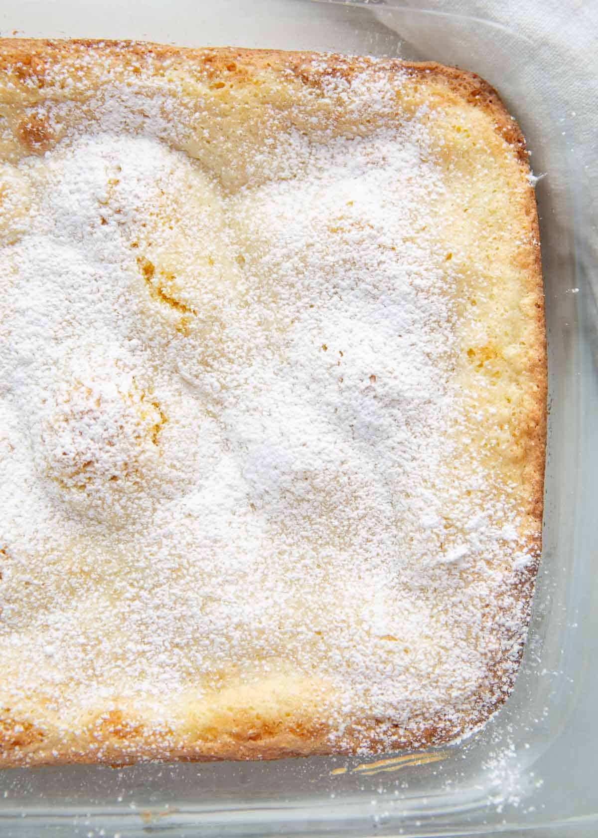 Gooey butter cake in pan. 