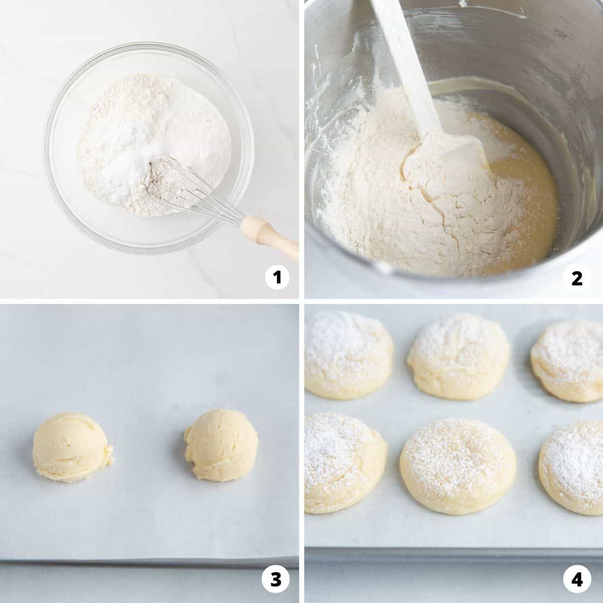 Melt-in-your-mouth cream cheese cookies are soft and utterly delicious. They've got a subtle tang, a warm vanilla flavor, and a sweetness that can only be characterized as “perfectly simple.” Showing how to make cream cheese cookies in a 4 step collage.