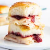 The best turkey cranberry sliders on a plate.