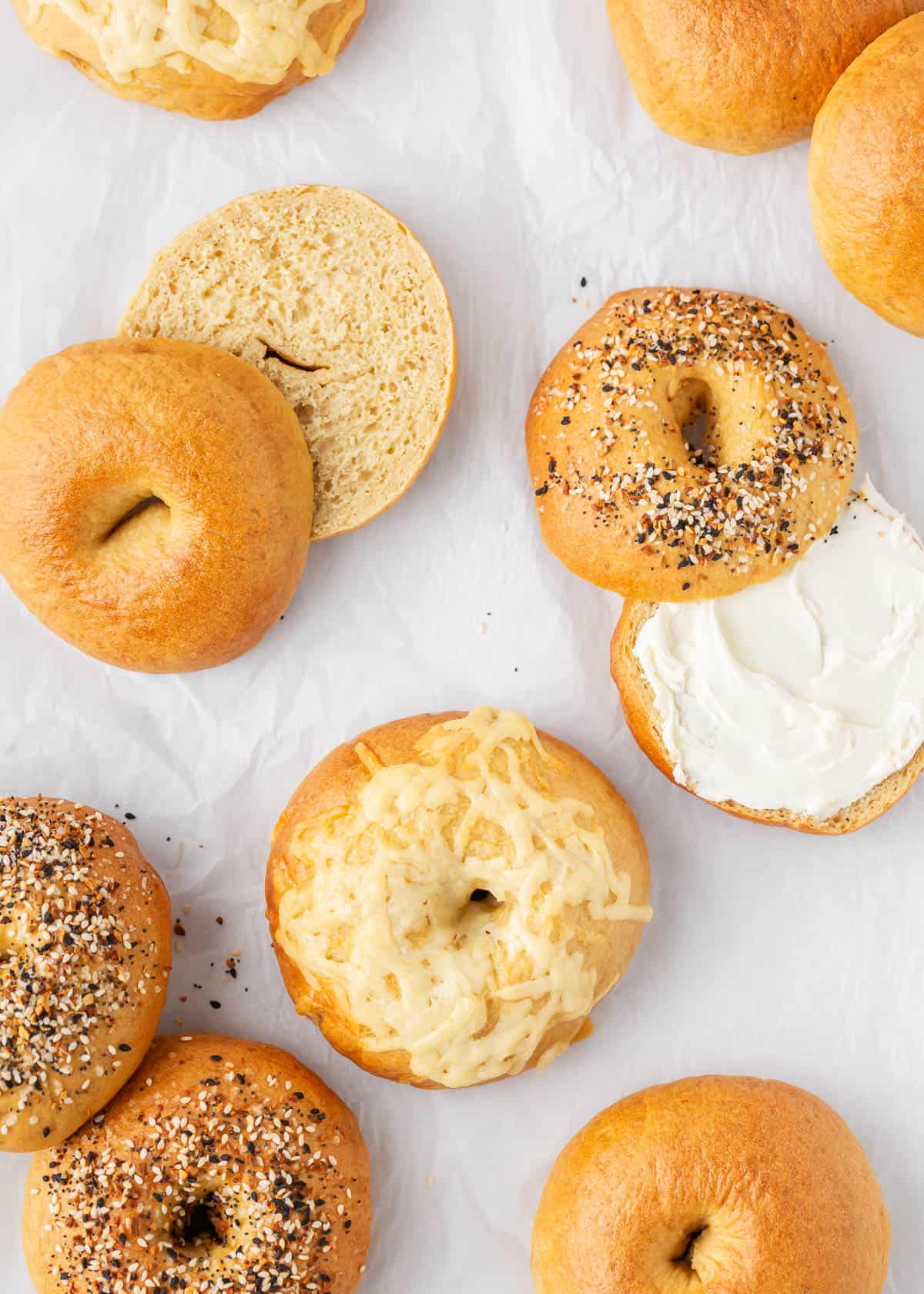 Homemade bagel recipe in the counter.