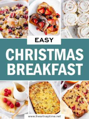 Showing a photos of Christmas breakfast ideas in a collage.