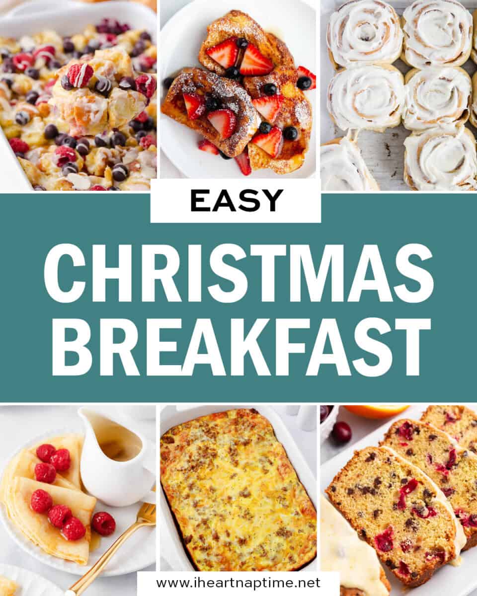 Showing a photos of Christmas breakfast ideas in a collage.