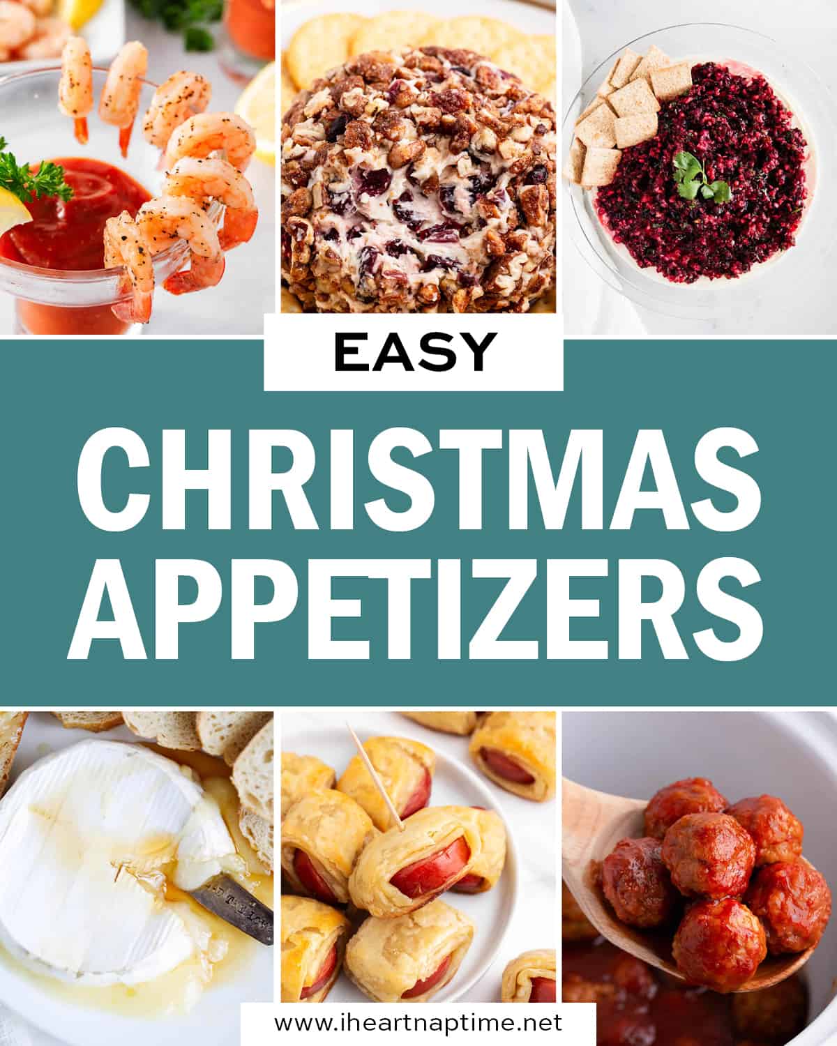A collage of easy Christmas appetizers. 