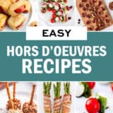 A collage of recipe photos with easy hors d'oevres.