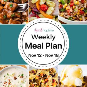 A collage of recipe photos for a meal plan.