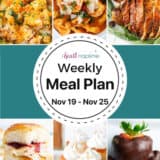 Photo collage of meal plan recipe photos.