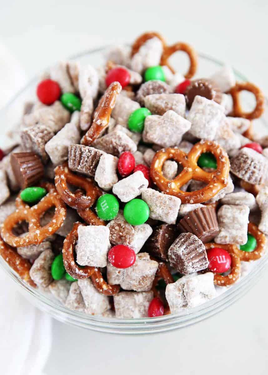 Christmas Reindeer chow in a bowl.