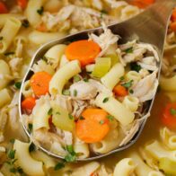 Ladle full of the best turkey soup recipe.