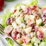 Waldorf salad on a plate.