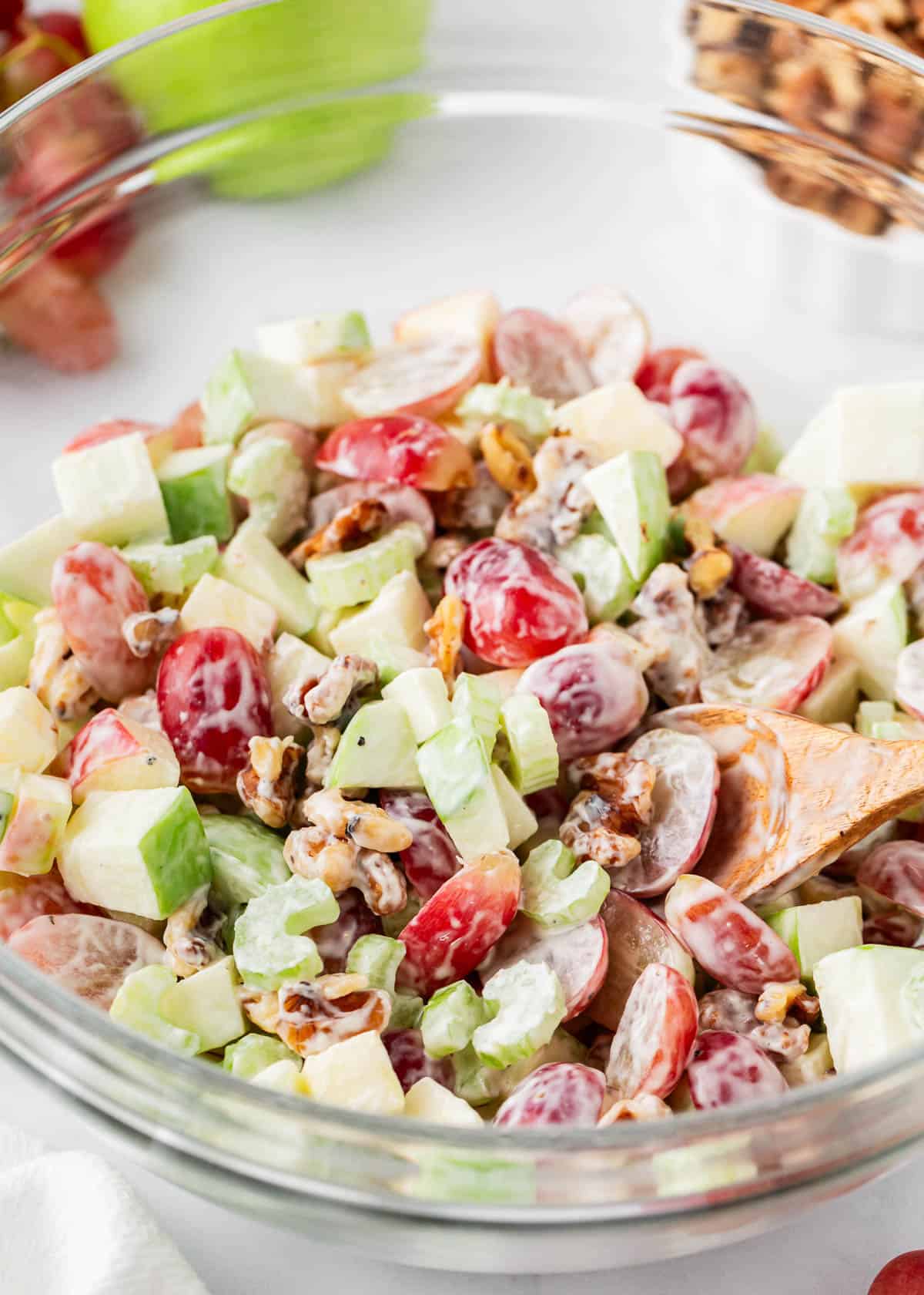 Waldorf salad recipe in a bowl.