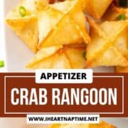 Crab rangoon on a platter with sauce.