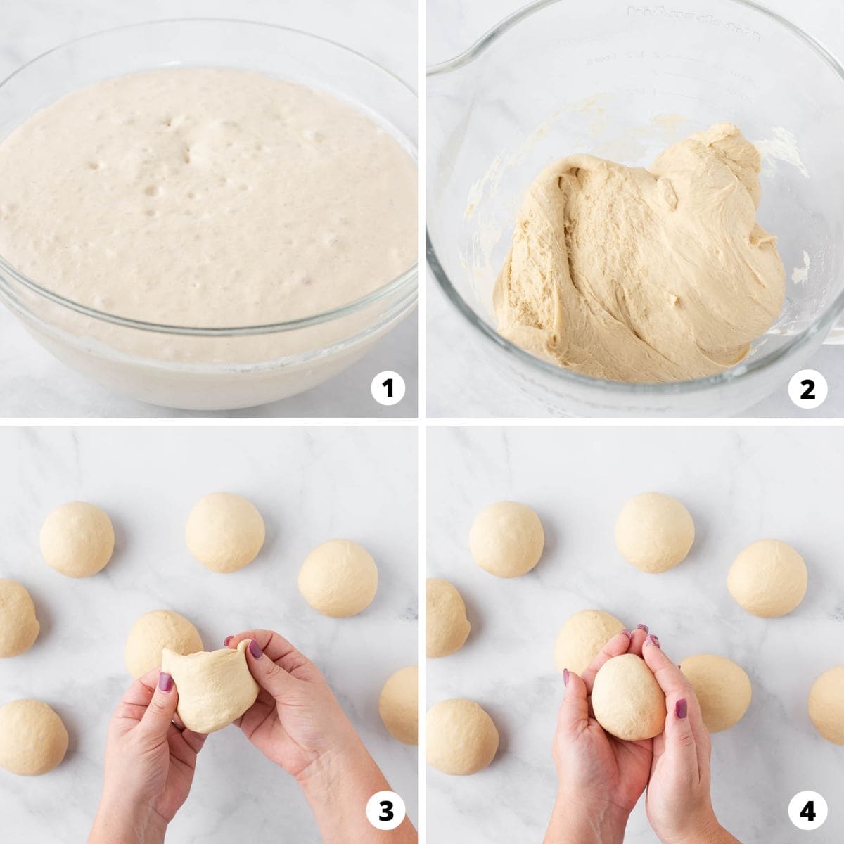 Showing how to make bagels in a 4 step collage.