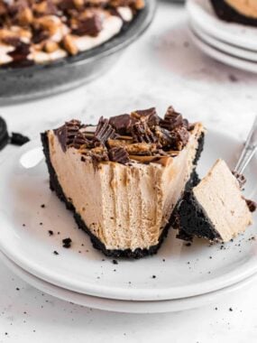 Slice of oreo peanut butter pie.