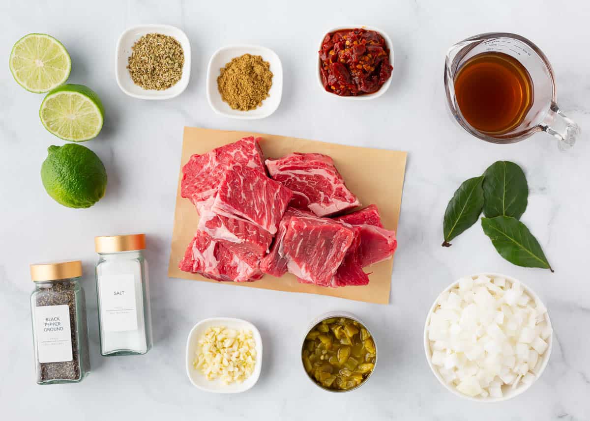 Barbacoa ingredients on counter.