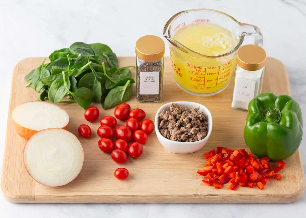 Egg white muffin ingredients on the counter.