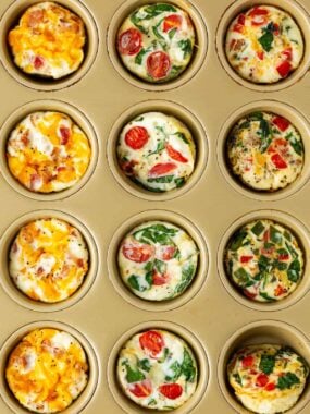 Egg white muffins in a muffin pan.