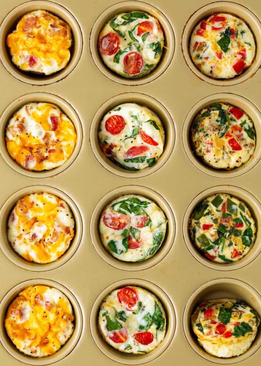 Egg white muffins in a muffin pan.
