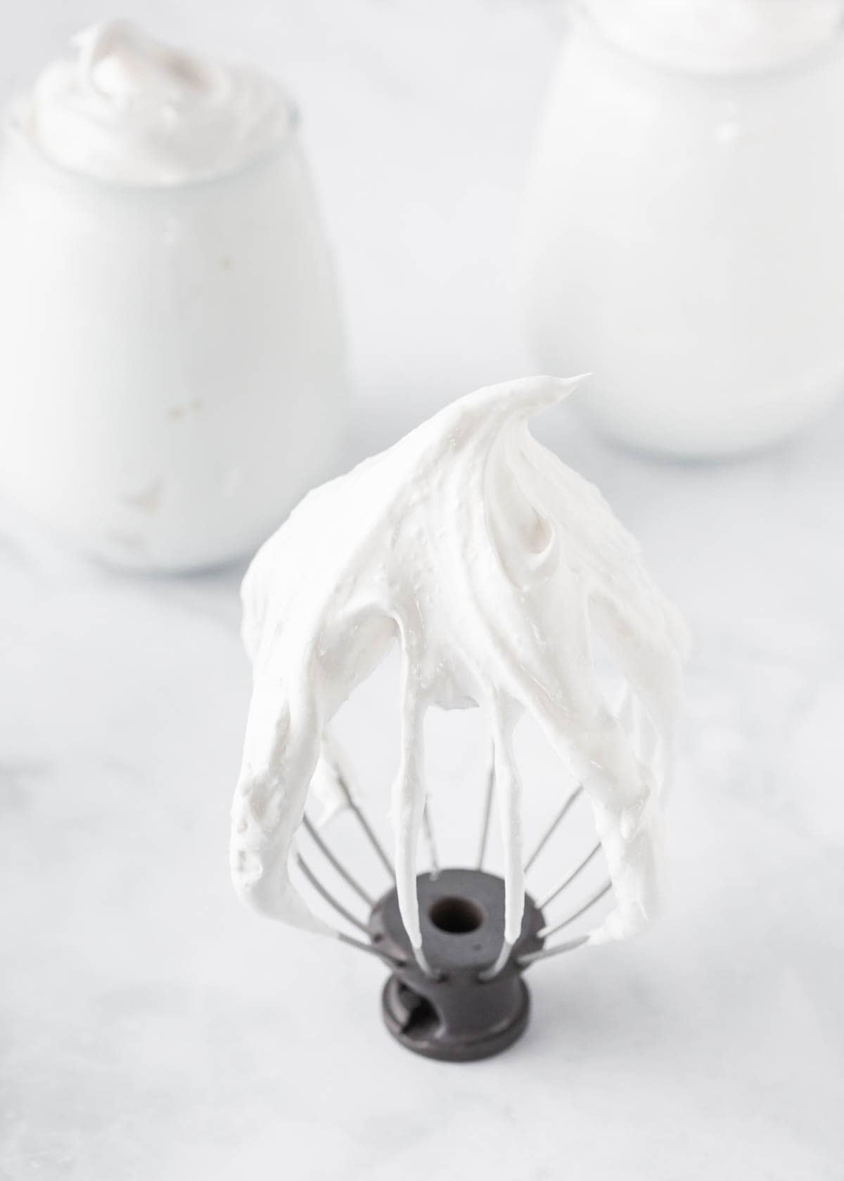 Marshmallow fluff on whisk.