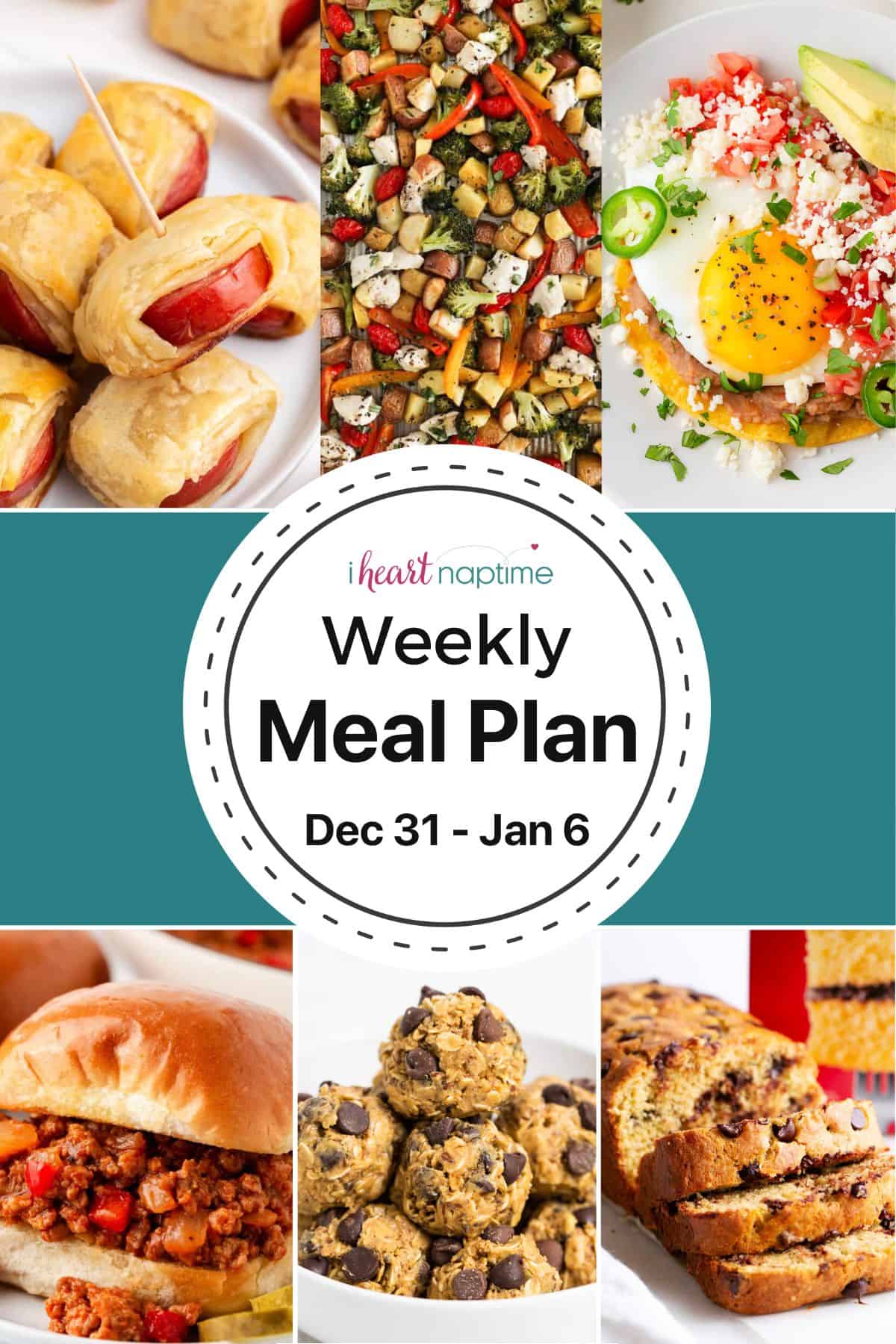 Recipe photo collage for I Heart Naptime weekly meal plan.
