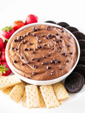 Best Brownie batter dip on a plate.