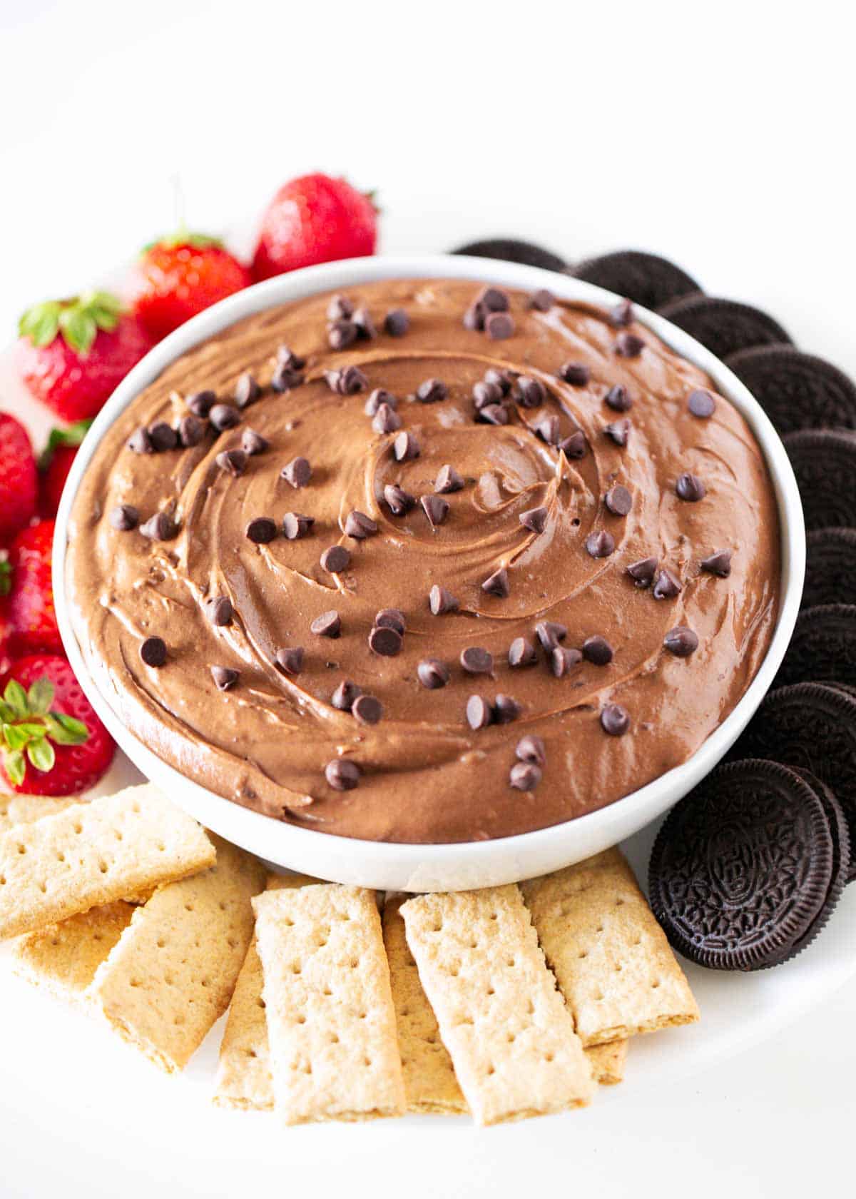 Best Brownie batter dip on a plate.