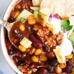 Bowl of the best turkey chili.