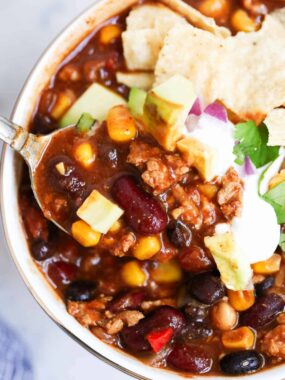 Bowl of the best turkey chili.