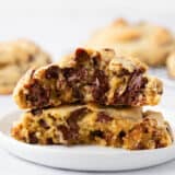 Levain chocolate chip cookies on a plate.