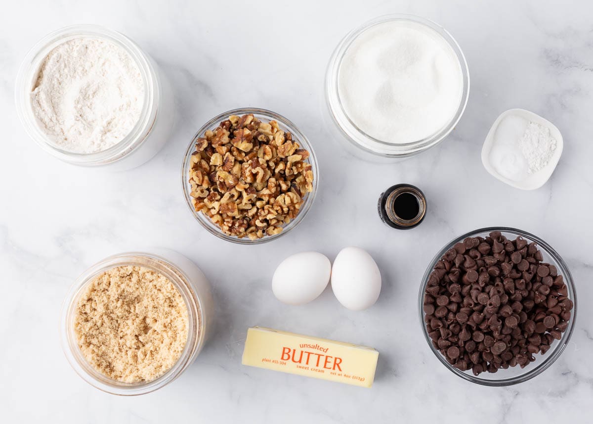 Levain Cookie Ingredients on the counter.