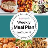 A collage of photos for I Heart Naptime weekly meal plan.