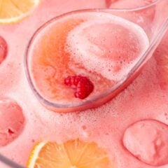 Ladle full of pink punch.