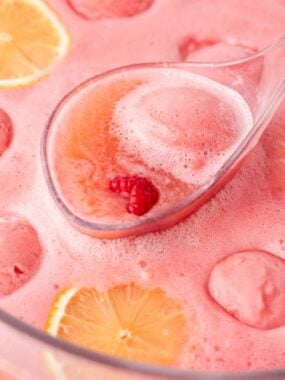 Ladle full of pink punch.