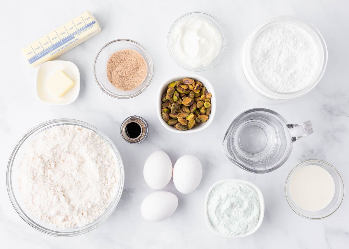 Pistachio bread ingredients.