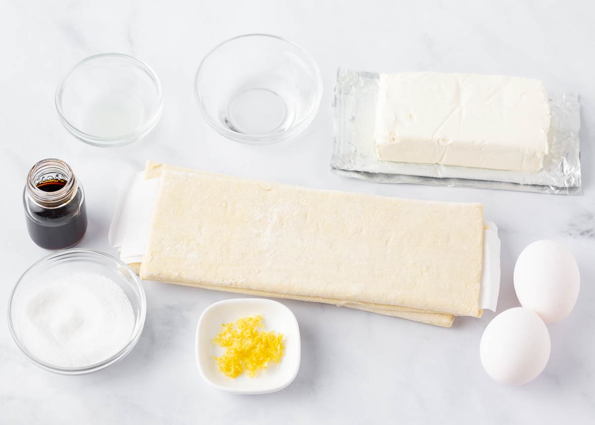 Cheese danish ingredients on the counter.