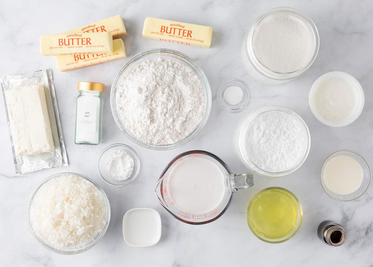 Coconut ingredients on the counter.