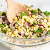 Corn salsa in a bowl.