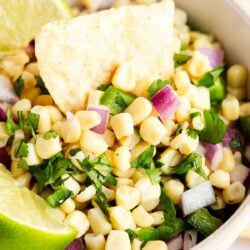 Corn salsa in a bowl.