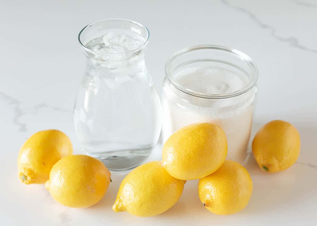 Lemonade ingredients on the counter.