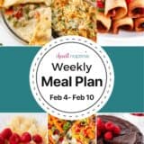 A collage of photo recipes for I Heart Naptime weekly meal plan.