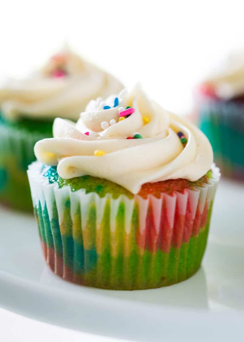 Rainbow cupcake.