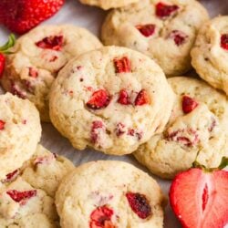 Stack of strawberry cookies.