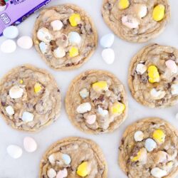 Cadbury egg cookies on the counter.