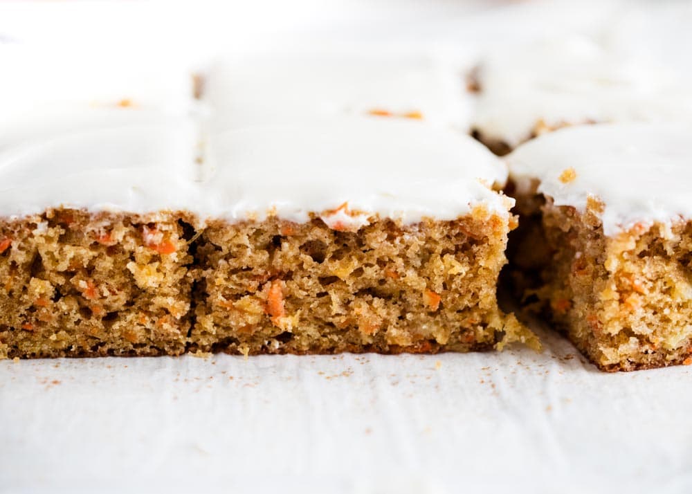 Sliced carrot cake.