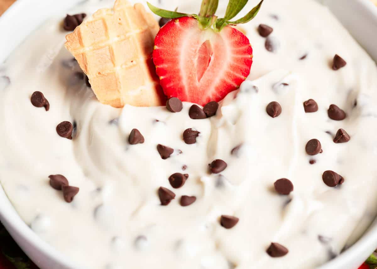 Cannoli dip with strawberry.