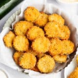 Fried zucchini recipe in a basket.