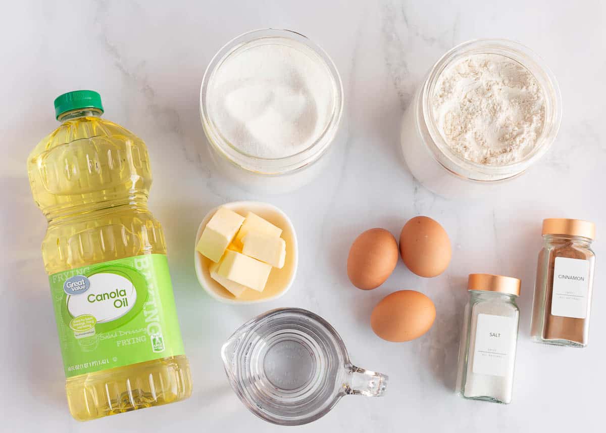 Homemade churro ingredients on the counter.