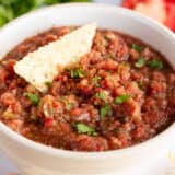 Homemade salsa in a bowl.