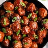 Honey garlic meatballs in a bowl.