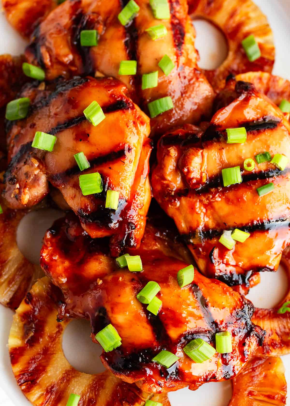 Hawaiian Huli Huli chicken with grilled pineapple.
