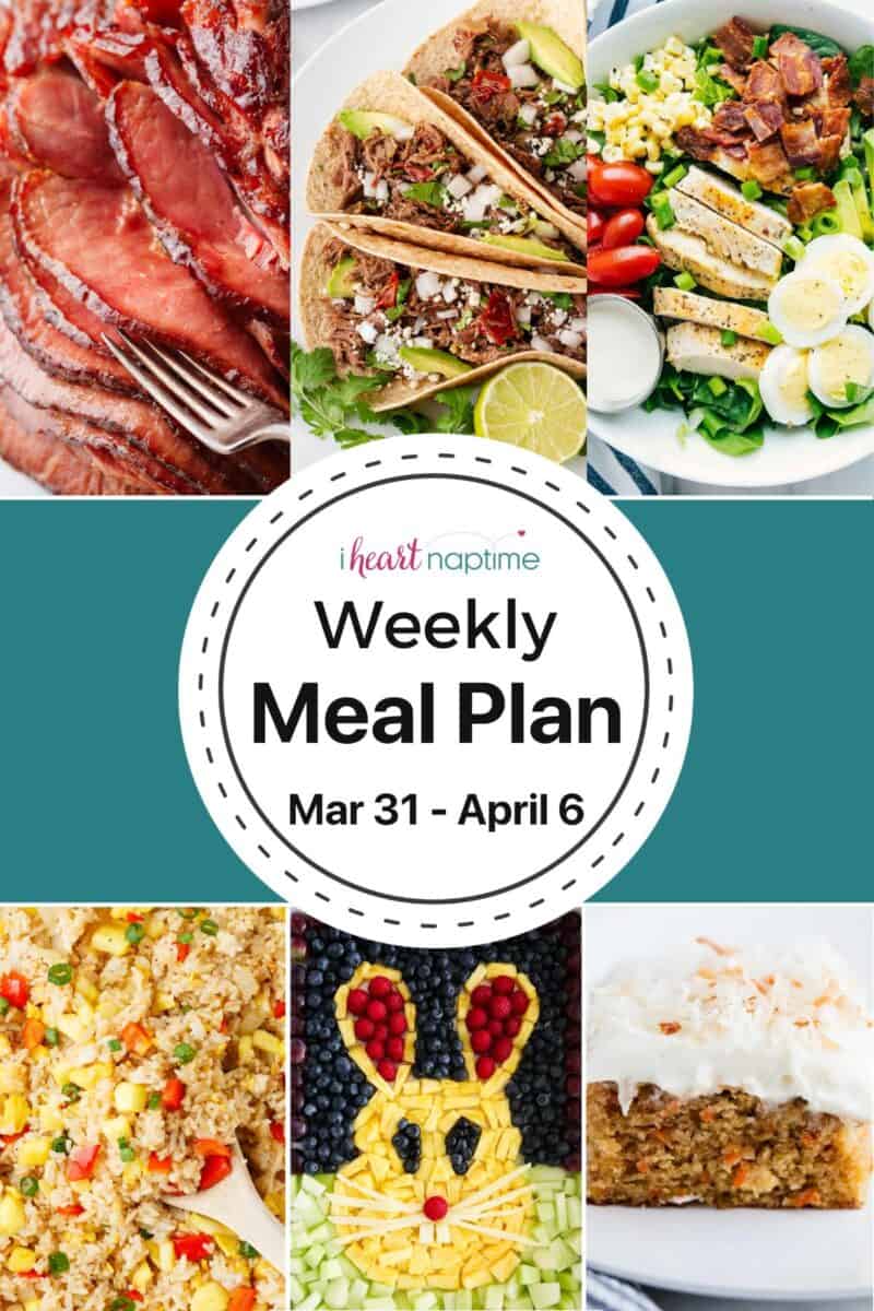 Recipe photos for a weekly meal plan for I Heart Naptime.